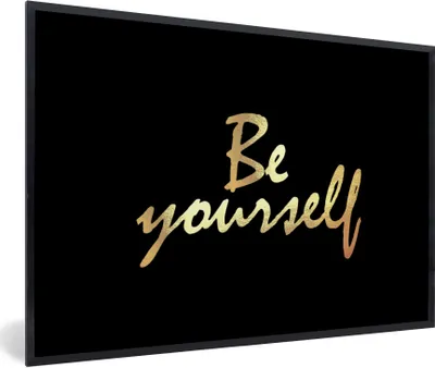 Produktbild von MuchoWow® Gerahmtes Poster Zitate - Selbstvertrauen - Gold - Schwarz 90x60 cm - Poster mit Schwarzem Bilderrahmen Wandposter Rahmen Foto Bilder - Fotorahmen - Foto-Plakat