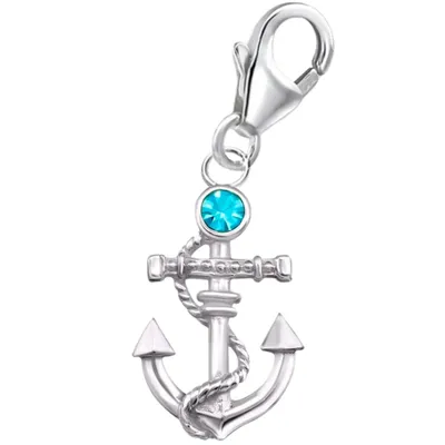 Anker Charm mit blauen Kristall - Ozeanische Träume Echtschmuck

