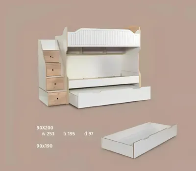 Produktbild von Etagenbett Kinderbett Hochbett Doppelstockbett Holz Kinderzimmer Weiß Bett Neu