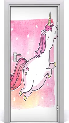 Produktbild von Tulup Türaufkleber 85x205 cm Dekorative Aufkleber Selbstklebend Wasserdichte Tapete Abnehmbar Schlafzimmer Wohnzimmer Wohnkultur - rosa Einhorn