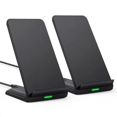 Image de Lot de 2 stations de recharge sans fil rapide standard - station de recharge sans fil compatible 7,5 W, pour iPhone 12/12 Pro/11/XS Max/XR/XS/X/8, recharge sans fil Qi rapide 10 W, pour Samsung S20/S10/S9/S8/Note 8, station de recharge sans fil pour Huawei