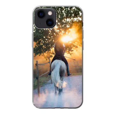 Produktbild von MuchoWow® Handyhülle Schutzhülle Hülle für iPhone 13 Pferd - Sonne - Sand Silikon Softcase Handy Hülle - Karteninhaber