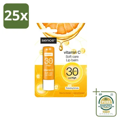 Productafbeelding van 25 x Sence Soft Care Vitamine C Lippenbalsem - 4,3 g - Verpakking met 25 stuks
