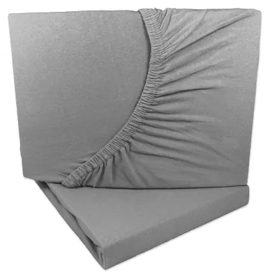 Produktbild von 2er Set Jersey Spannbettlaken Grau 90x200 - 100x200 cm 100% Baumwolle