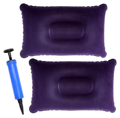 Produktbild von 2 Stück Aufblasbare Kissen 38x24cm,Ultraleicht Aufblasbares Kissen Strand,Beflockung luftkissen Reisekissen Klein für Camping,Flugzeug,Travel Pillow als Aufblasbares Nackenkissen,Sitzkissen Aufblasbar