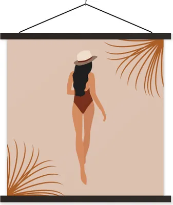 Produktbild von MuchoWow® Textilposter Sommer - Frau - Pastell 40x40 cm mit schwarzem Rahmen - Fotos