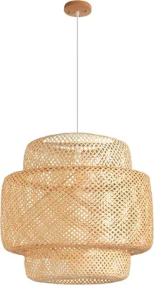 Image de Suspension, bambou naturel, rotin fait main, G-40CM, Pas d'ampoule