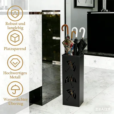 Obrázek produktu pro Kovový stojan na deštníky, elegantní design, rozměry 42 x 16 x 16 cm, vhodný do chodby