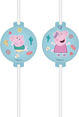 Immagine prodotto di Cannucce ufficiali Peppa Wutz con medaglione 4 pezzi colorati - taglia unica