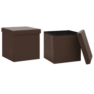 Produktbild von vidaXL Hocker mit Stauraum 2 Stk. Braun PVC
