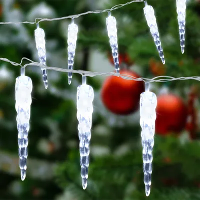 Produktbild von Faziango 5M 40 LED Eiszapfen Lichtervorhang Kaltweiß Lichterkette 8 Lichtmodi Weihnachten Deko