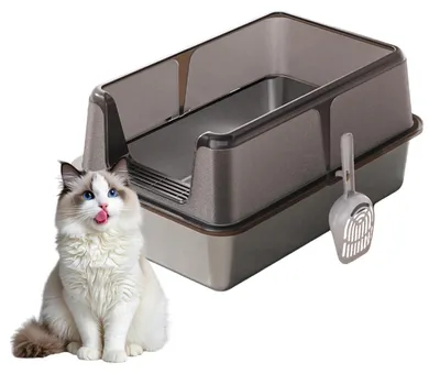 Immagine prodotto di Lettaia per gatti - Plastica - Accesso laterale - Protezione antispruzzo - A tenuta stagna - Grande - Facile da pulire - Nero