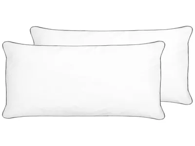 Produktbild von BELIANI Kopfkissen 2er Set Weiß Baumwollbezug 40 x 80 cm Niedrig mit Mikrofaser- und Polyester-Füllung Rechteckig Weich Bettkissen für Allergiker