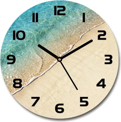 Produktbild von Wanduhr aus Glas 30fi Glasbild Glasuhr Gehärtetes Glas - schwarze-zeiger - Wave on the beach
