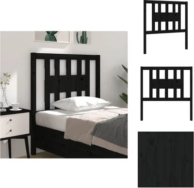 Produktbild von vidaXL Kopfteil Schwarz 96x4x100 cm Massivholz Kiefer -  Kopf- & Fußenden