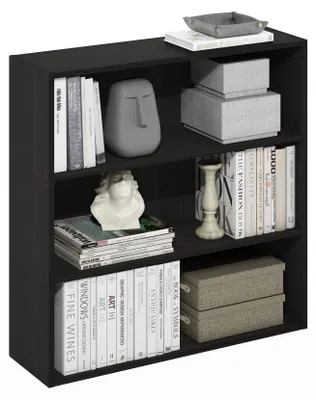 Productafbeelding van Furinno Pasir, open boekenkast met 3 niveaus, 79,6 cm breed, espressokleur