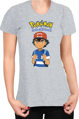 Zdjęcie produktu dla Koszulka Damska Japan Manga Anime Comics Pokemon 016, Lady 2XL / Wrzosowy szary
