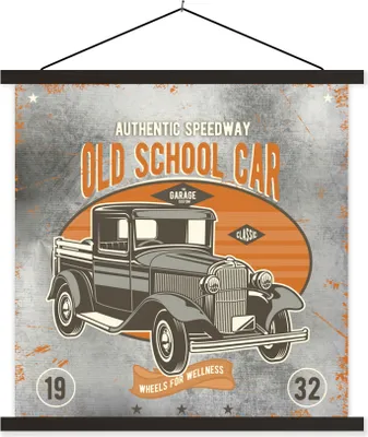 Produktbild von MuchoWow® Textilposter Mancave - Auto - Retro - Oldtimer 40x40 cm mit schwarzem Rahmen - Fotos