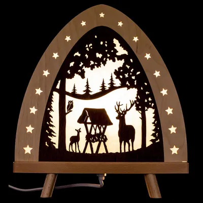 Immagine prodotto di Lampada da terra ad arco a candela con cervo nella foresta e illuminazione a LED LxHxP 30x32x6cm NUOVO