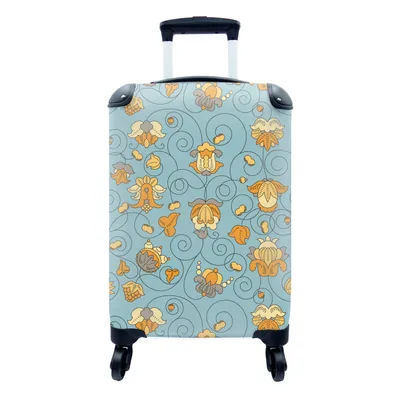 Obrázok produktu pre Kufrík Ručná batožina na kolieskach Malý cestovný kufor so 4 kolieskami Vzory - Vintage - Kvety - Veľkosť kabíny < 55x40x23 cm & 55x40x20 cm - Foto