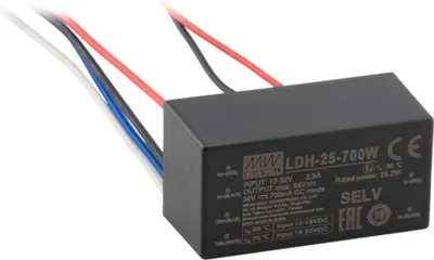 Produktbild von MEANWELL LDH-25-350W, DC DC-LED-Treiber, 12,5-72V:350mA Litze