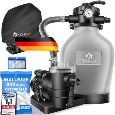 Produktbild von KESSER® Sandfilteranlage mit Pumpe & 800g Filterbällen, 10 m³/h Filteranlage für Pools