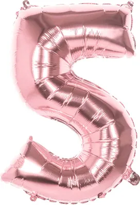 Produktbild von XL Folienballons Zahl 86 cm groß - Rose Gold - Luft oder Helium Luftballons Zahl 5 - Folienballon 86 cm
