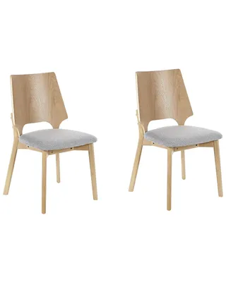 Produktbild von BELIANI Esszimmerstuhl 2er Set Hellgrau Stoffbezug mit Hellen Holzbeinen Hoher Rückenlehne Retro Klassisches Design für Wohnzimmer Esstisch Gastronomie