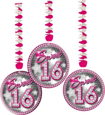 Produktbild von 3 Blingbling Sweet 16 Spiralhänger