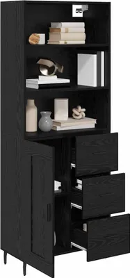 Image de vidaXL Highboard noir imitation chêne 69,5 x 34 x 180 cm