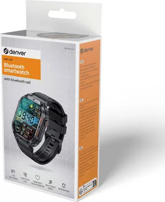 Produktbild von Denver SWC-191B Smartwatch – Multifunktionale Fitnessuhr mit Anruffunktion, Herzfrequenz- und Blutdruckmessung, IP67
