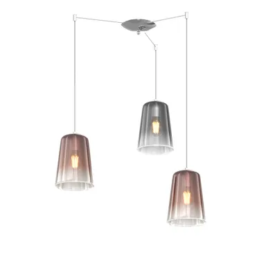 Image de Suspension Contemporaine Métal Chrome Verre Cuivre 3 Lumières E27