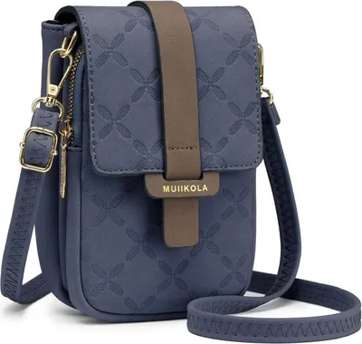 Produktbild von Handytasche Damen Leder RFID Umhängetasche Große Kapazität Blau