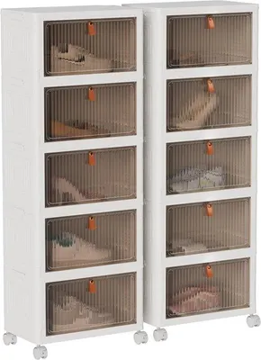 Obrázok produktu pre Rôzne priehľadné skladacie úložné boxy s vekom a kolieskami pre domácnosť