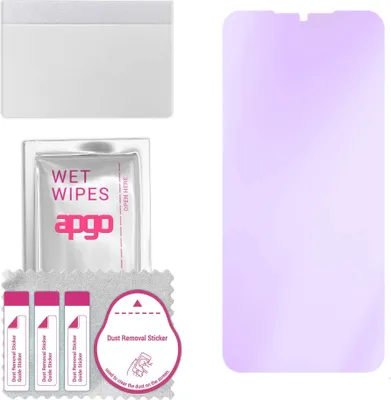 Produktbild von apgo Hybrid Schutzglas, kompatibel mit Motorola Moto E7, Anti-Blue, 9H Härte, toller Ersatz für Hartglas, kratzfester Displayschutzglas, Displayschutz, Full Glue