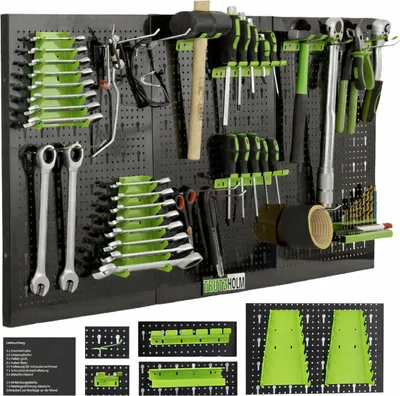 Produktbild von Werkzeugwand 120 x 60 cm 17 tlg. Set Metall Lochwand Werkzeugaufbewahrung Lagersystem