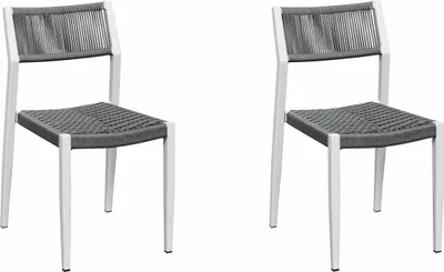 Produktbild von Grasekamp Stapelstuhl-Set Sol 2 teilig aus Aluminium - Weiß/Grau