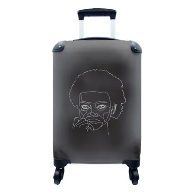 Produktbild von MuchoWow® Koffer Handgepäck Trolley Rollkoffer Kleine Reisekoffer mit 4 Rollen - Linienkunst - Frauen - Hand - Cabin Size < 55x40x23 cm & 55x40x20 cm - Fotokoffer - Kabinenkoffer - Boardgepäck - Reise-Box - Reisekoffer - Reisegepäck - Koffer mit Bild - Trolley für Kinder