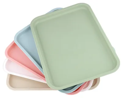 Immagine prodotto di Piattino rettangolare, dimensioni 36,5 x 26,5 cm, in plastica, confezione da 5 pezzi. Resistente, antiscivolo, ideale per feste. Vassoio per servizio