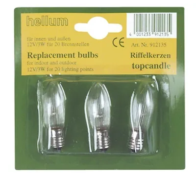 Zdjęcie produktu dla Hellum Riffelkerze 12V, Przezroczysty, 3 szt., E10, 3 W