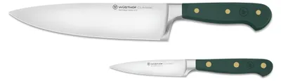 Kochmesser-Set 2-teilig, 20 cm + 9 cm, Grün, Edelstahl