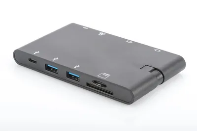 Produktbild von Universal Travel Docking Station (schwarz, HDMI, USB, USB-C, VGA, RJ-45, Kartenleser)