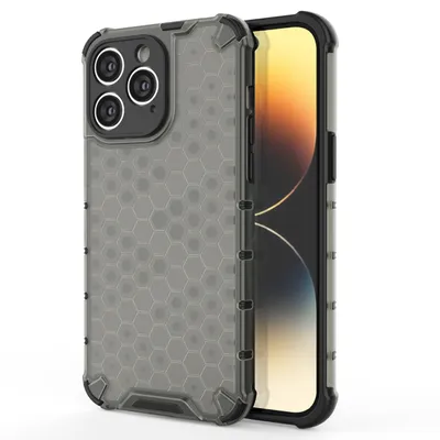 Produktbild von iPhone 14 Pro Schutzhülle Honeycomb Schwarz - Robustes Hybrid-Design