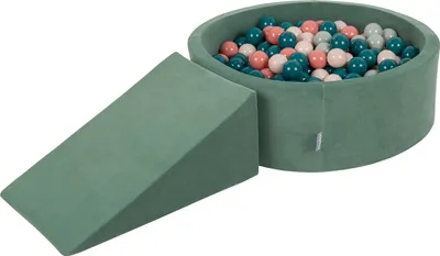 Produktbild von KiddyMoon Velvet Spielplatz Aus Schaumstoff Mit 100 Bälle 7cm Hindernisläufen Rund Bällebad Mit Zwickel Element Für Babys Und Kinder