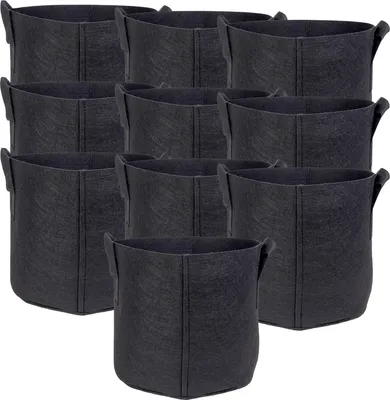 Immagine prodotto di Intirilife 10x sacchetto per piante in pile da 11 litri - 3 galloni - 25 x 22 cm - Fioriera in pile con maniglie per il trasporto per giardino, serra e molto altro. - Borsa per fioriere