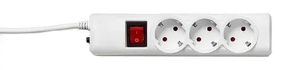 Produktbild von Sicherheitssteckdosenleiste mit 3 Schuko-Steckdosen und Schalter