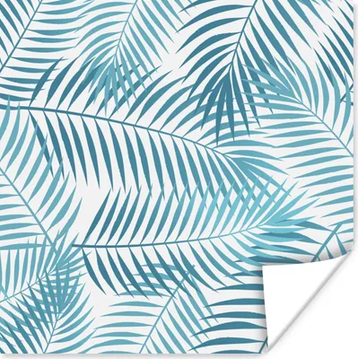 Produktbild von MuchoWow® Poster Palmenblatt - Vintage - Blau 100x100 cm - Babyzimmer