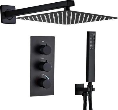 Obrázek produktu pro Skrytý sprchový systém SaniteModar s termostatem 30 cm, skrytá sprchová armatura, kompletní sada sprchové armatury s dešťovou a ruční sprchou