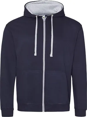 Produktbild von Just Hoods JH053 | Varsity Zoodie Kapuzenpulli mit Reisverschluss - Farbe: New French Navy/Heather Grey - Größe: L