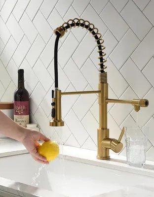 Immagine prodotto di Rubinetto da cucina a 3 vie con soffione estraibile, miscelatore da cucina a 3 vie, girevole a 360°, con rubinetto 3-in-1 per filtro dell'acqua, rubinetto a molla elicoidale per acqua potabile